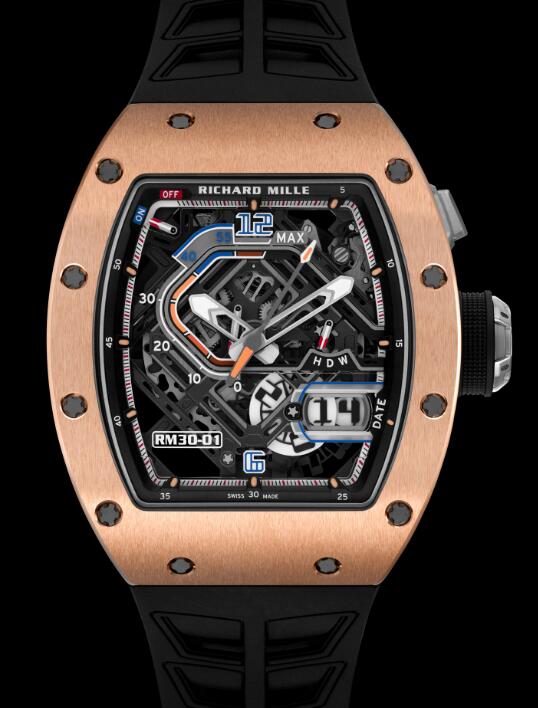 Best Richard Mille RM 30-01 Automatic with Declutchable Rotor Red Gold Replica Watch